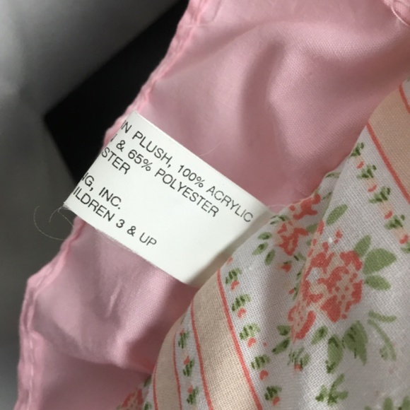 Vintage 1993 Bunny Rabbit Hugging Pillow White Pink Ruffle Small Child Crib Smal - Picture 7 of 9